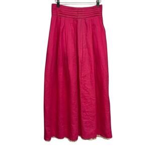 Cloak of Many Colors by Liberty & Lucrezia Hot Pink 100% Linen Maxi Skirt Size 8